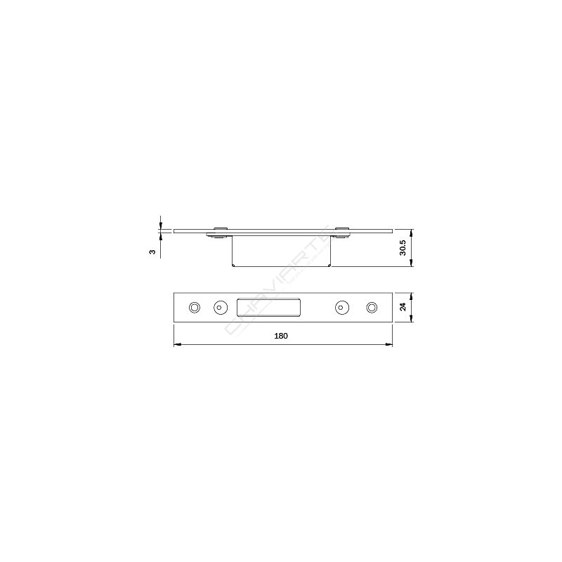 Chapa sup/inf Iseo 24/180 Para fechaduras Multiblindo Plano