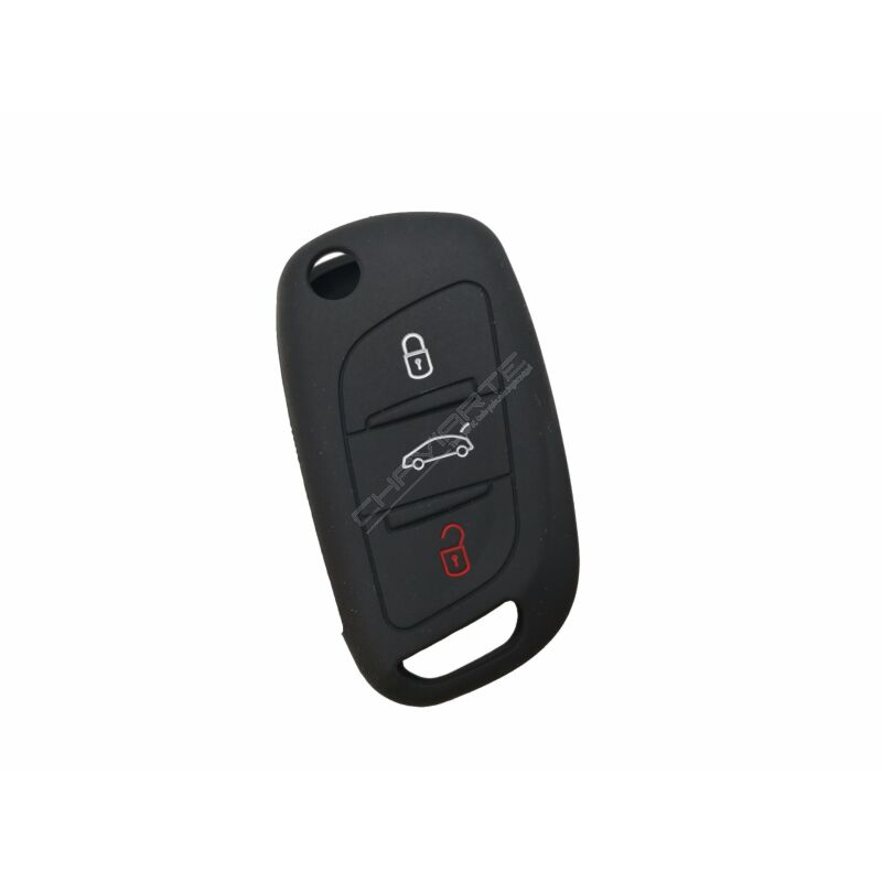 Capa silicone Citröen, nova flip três botões, negra