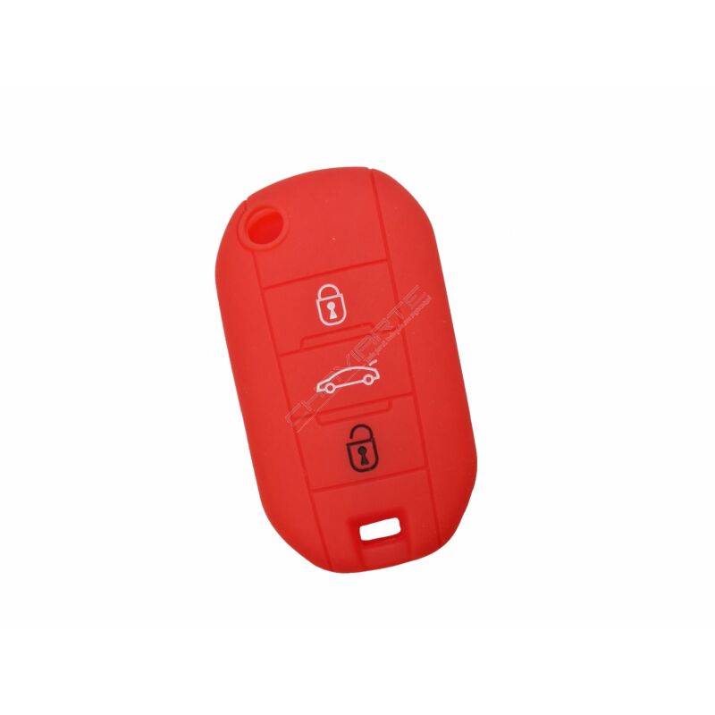 Capa silicone Peugeot, flip três botões, vermelha