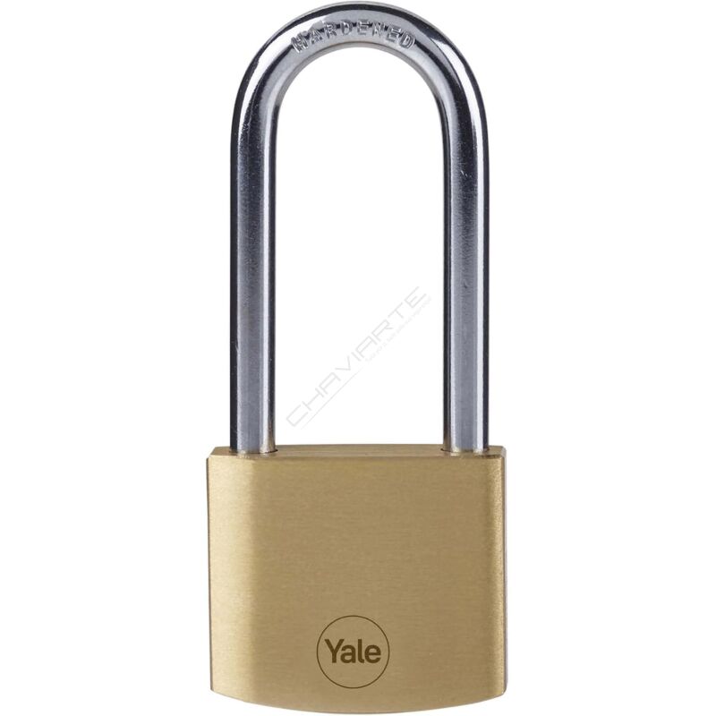 Yale brass padlock with hardened steel long shackle - Chaviarte