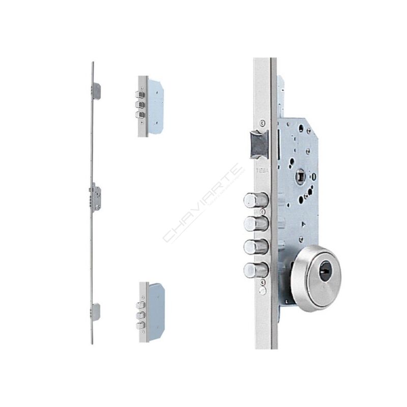 Fechadura multiponto 3 pontos TESA TLB, chapa em U, entrada 50mm, cromado esmaltado
