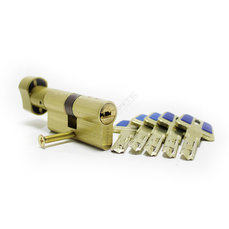 Cilindro Yale HSK de botão 45x45mm latonado