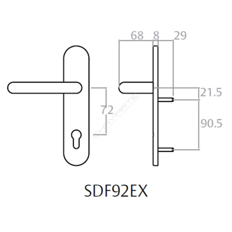 Puxador Tesa manipulo exterior para corta-fogo 60, negro, SDF92EXNE