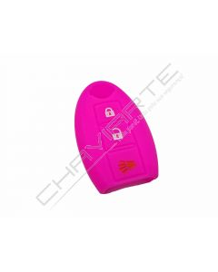 Capa silicone Nissan, três botões, rosa