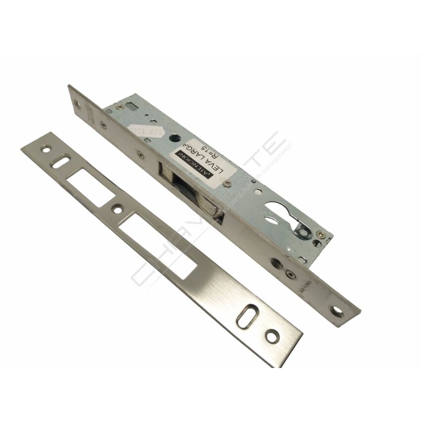 Fechadura de embutir alumínio Tesa 4241 sem trinco, entrada 20mm, inox