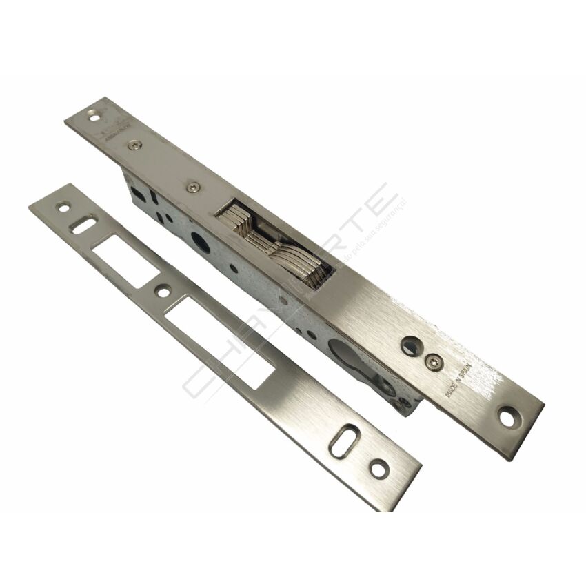 Fechadura de embutir alumínio Tesa 4241 sem trinco, entrada 20mm, inox