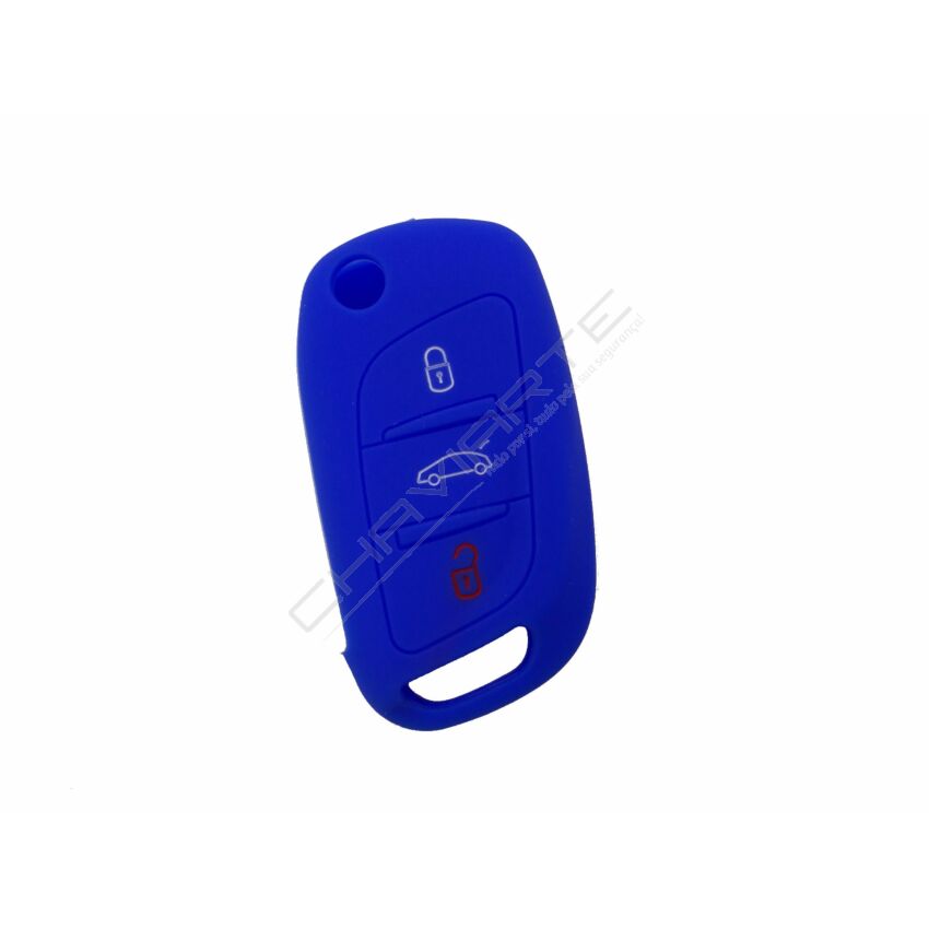 Capa silicone Citröen, nova flip três botões, azul