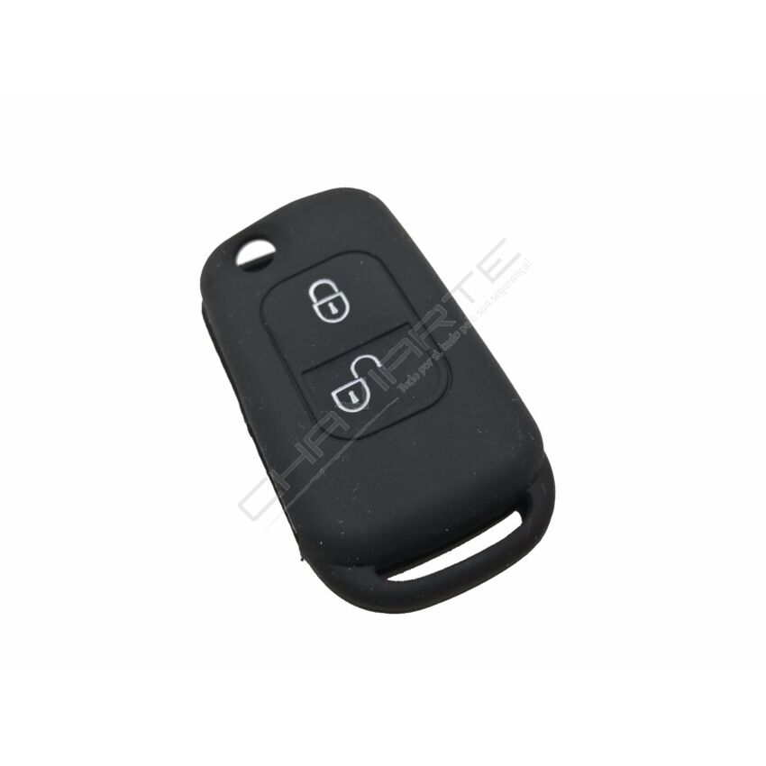 Capa silicone Mercedes, dois botões, negra