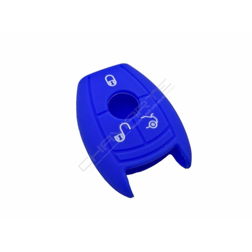 Capa silicone Mercedes, três botões, azul
