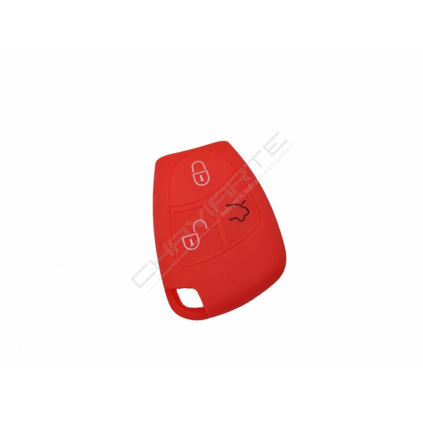 Capa silicone Mercedes, três botões, Smartkey (antiga), vermelho