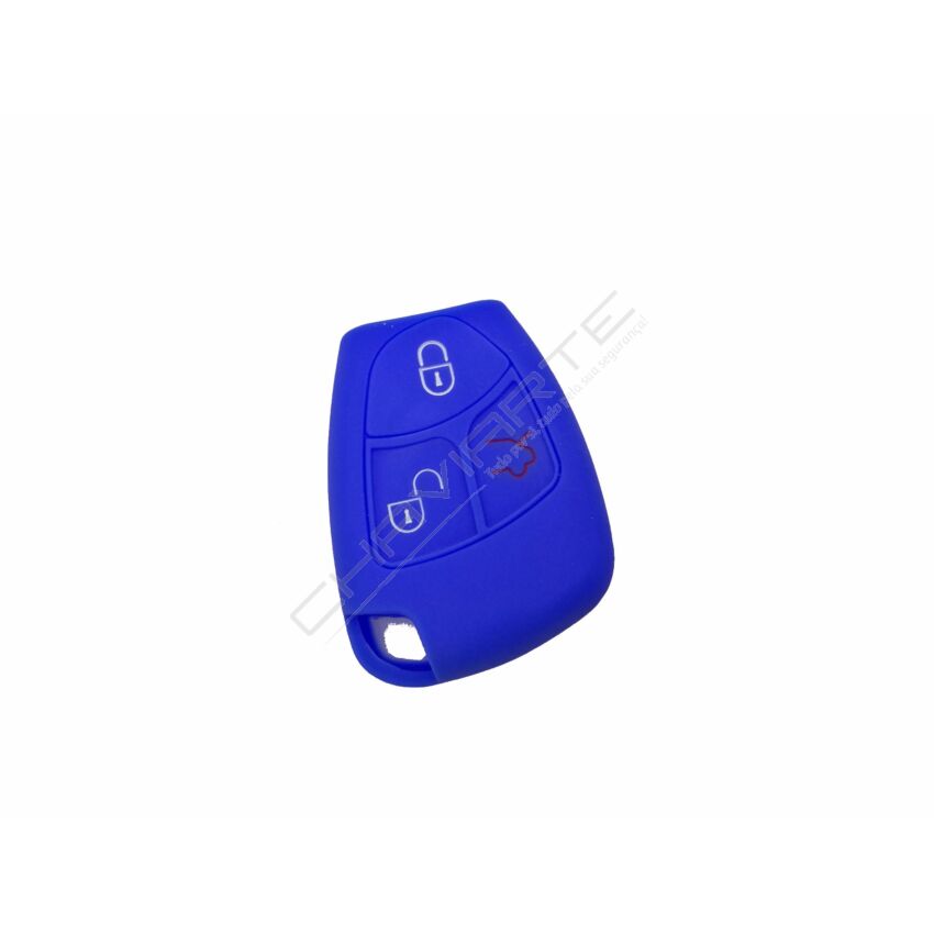 Capa silicone Mercedes, três botões Smartkey (antiga), azul