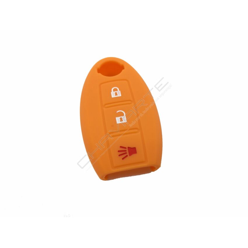 Capa silicone Nissan, três botões, laranja