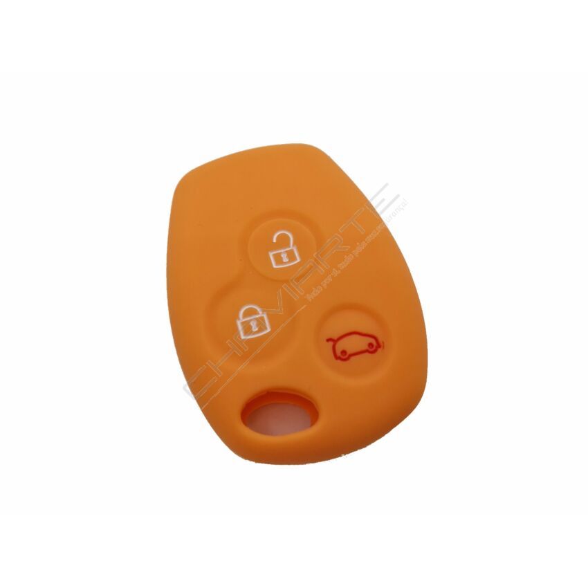 Capa silicone Renault, três botões, laranja