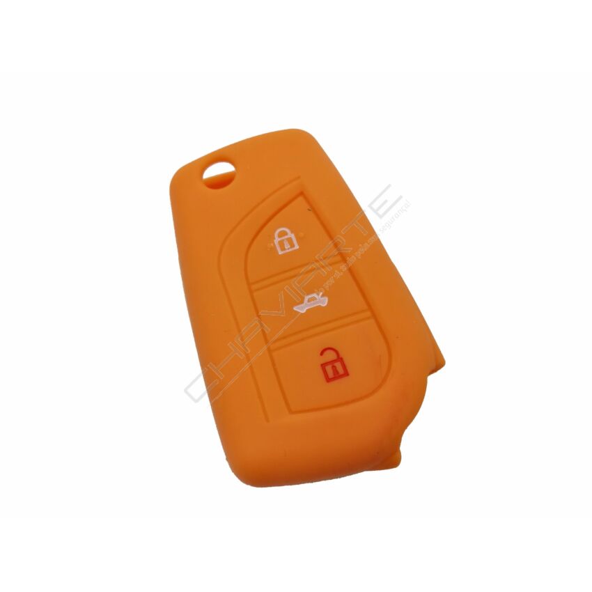 Capa silicone Toyota, três botões, laranja