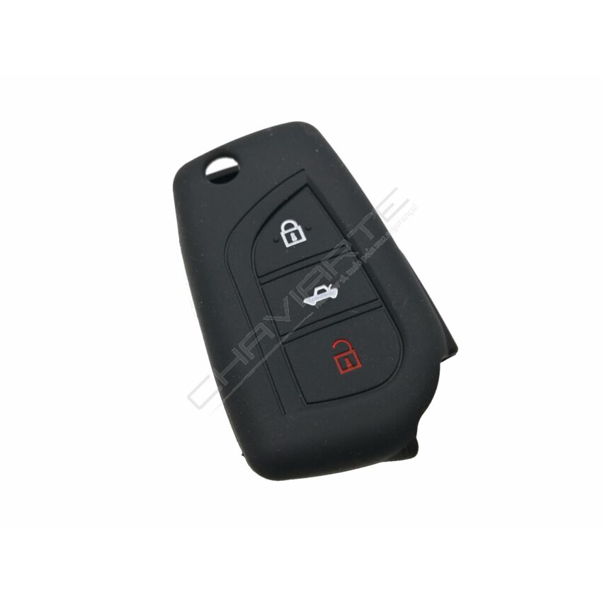 Capa silicone Toyota, três botões, negro
