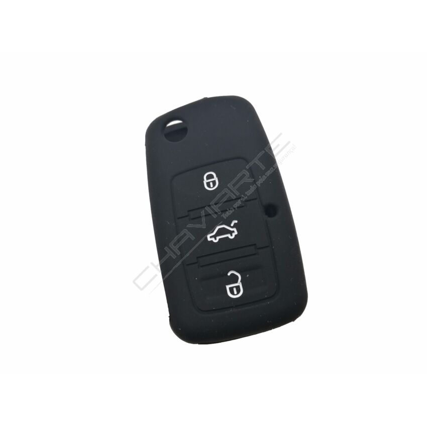 Capa silicone Volkswagen, três botões, negra