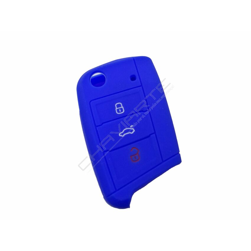 Capa silicone Volkswagen, três botões, azul