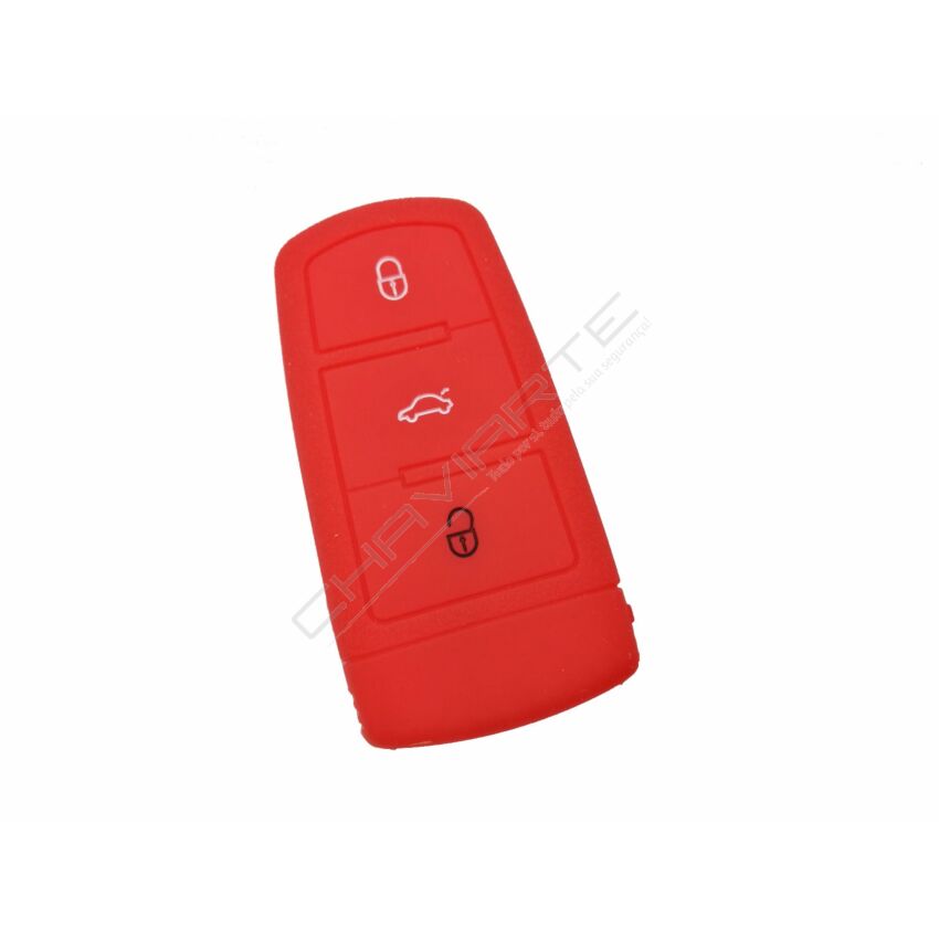 Capa silicone Volkswagen, três botões, Smartkey proximidade, vermelho