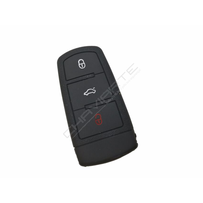 Capa silicone Volkswagen, três botões, Smartkey proximidade, negro