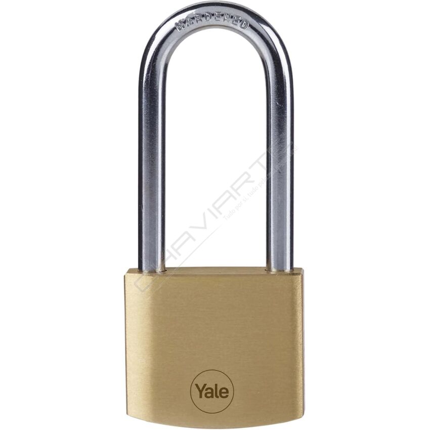 Aloquete Yale 50mm em latão com arco longo (3 chaves)