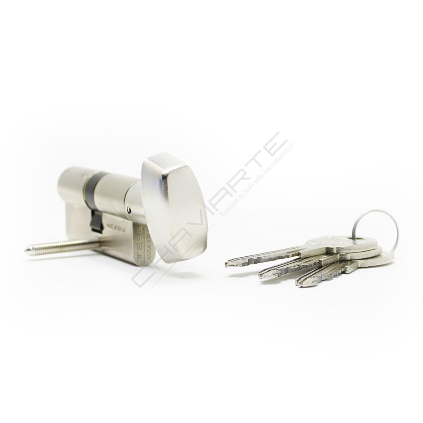 Cilindro Tesa TK6 de botão 30x30mm niquelado