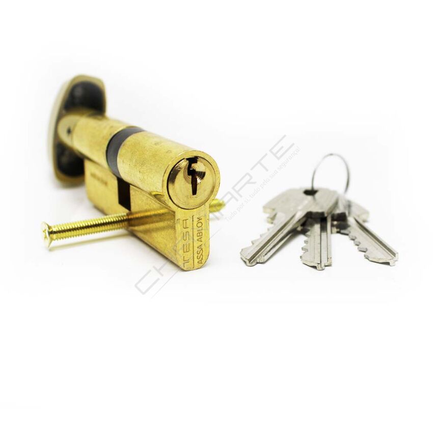 Cilindro Tesa TE5 40x40mm latonado com botão