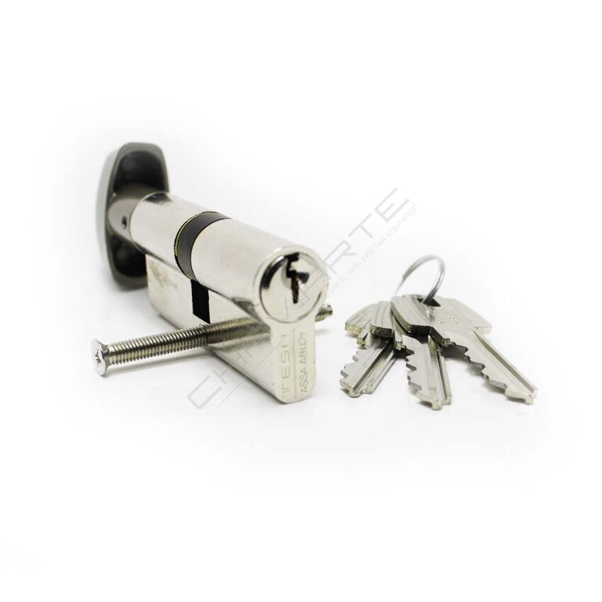 Cilindro Tesa TE5 30x30mm niquelado com botão