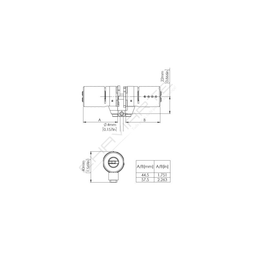 Cilindro RB Locxis Trelod Forte 50x50 Niquelado