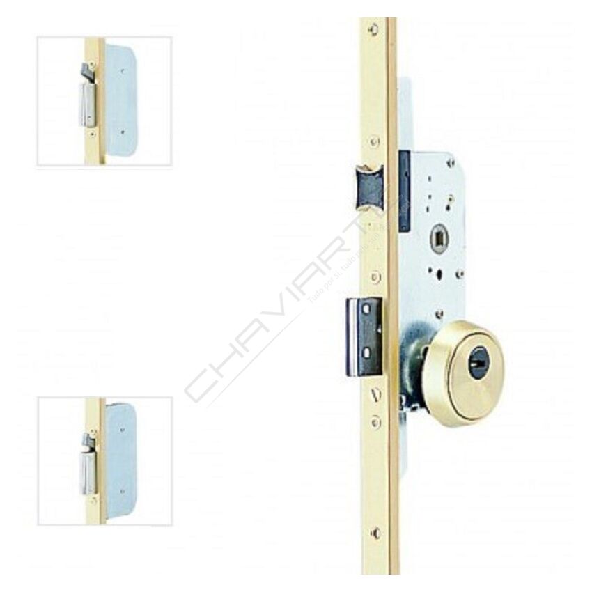 Fechadura multiponto 3 pontos TESA TLP, chapa em U, entrada 55mm, dourado esmaltado