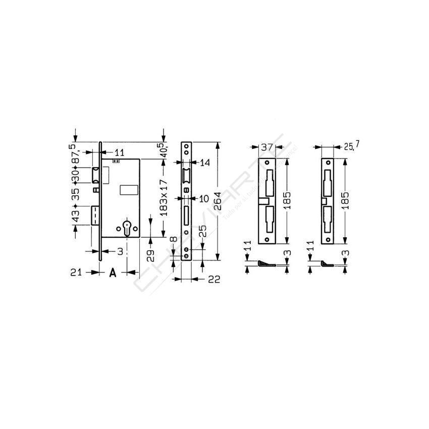 Fechadura Yale eléctrica de embutir com entrada 40 mm, Y5810040P