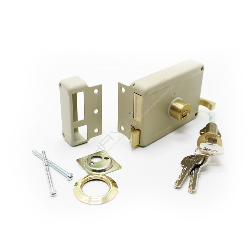 Fechadura Yale de sobrepor tipo 720 E60, esquerda, com cilindro de pontos Y61023602