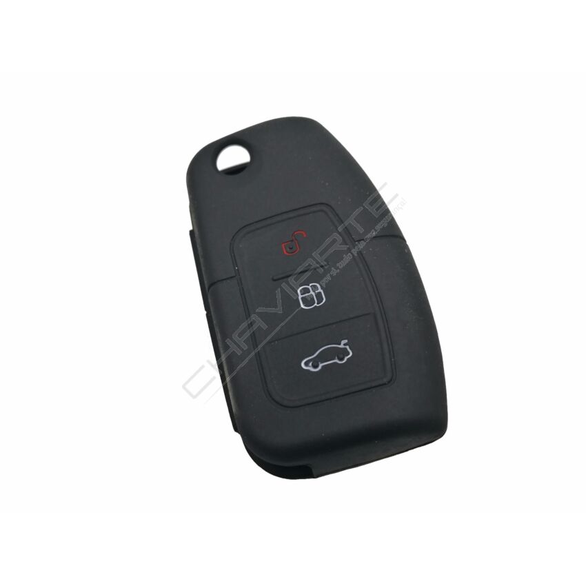 Capa silicone Ford, flip três botões, negra