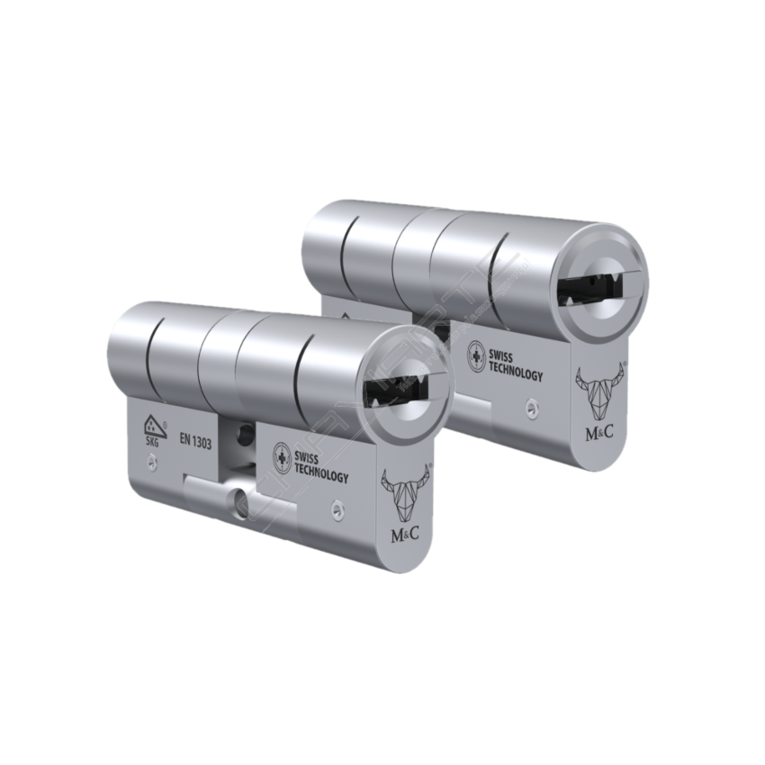 Cilindro M&C Move 32x32mm niquelado, Pack 2 cilindros mestrados