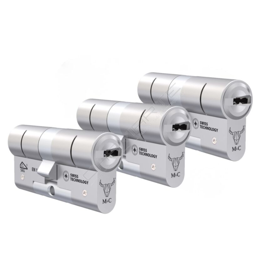 Pack 3 x Cilindros M&C Minos 32/32 mm niquelado