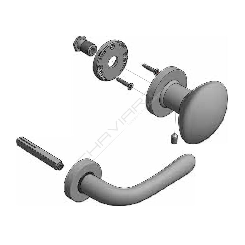 KIT Puxadores AF para porta blindada, Argento