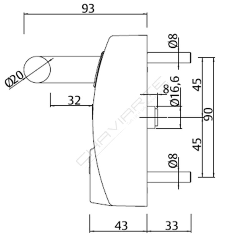 Puxador de muleta Tesa MMODMBSCNE, modular, negro