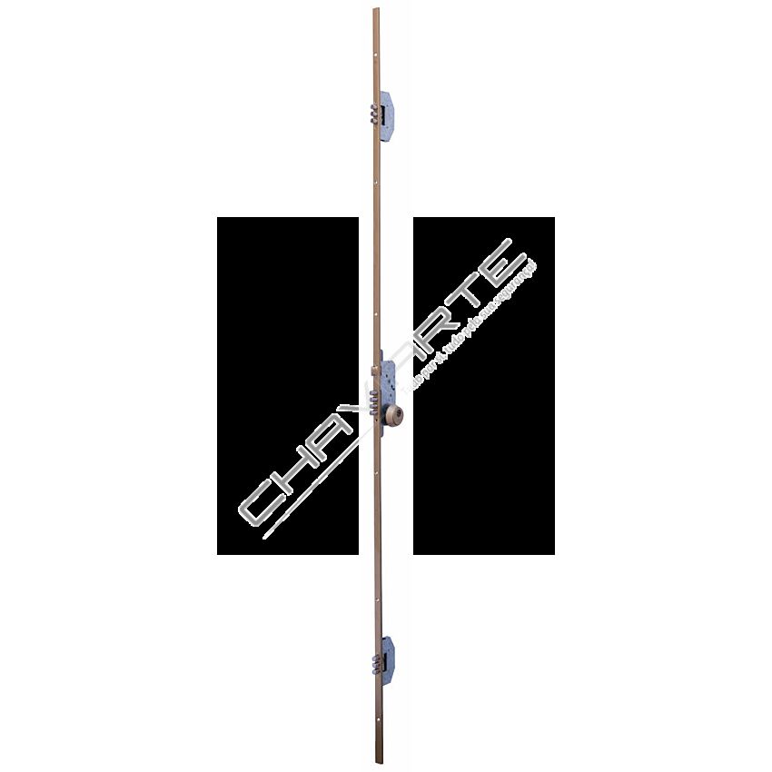 Fechadura multiponto 3 pontos UCEM 2560/2561, chapa em U, entrada 60mm, cromado