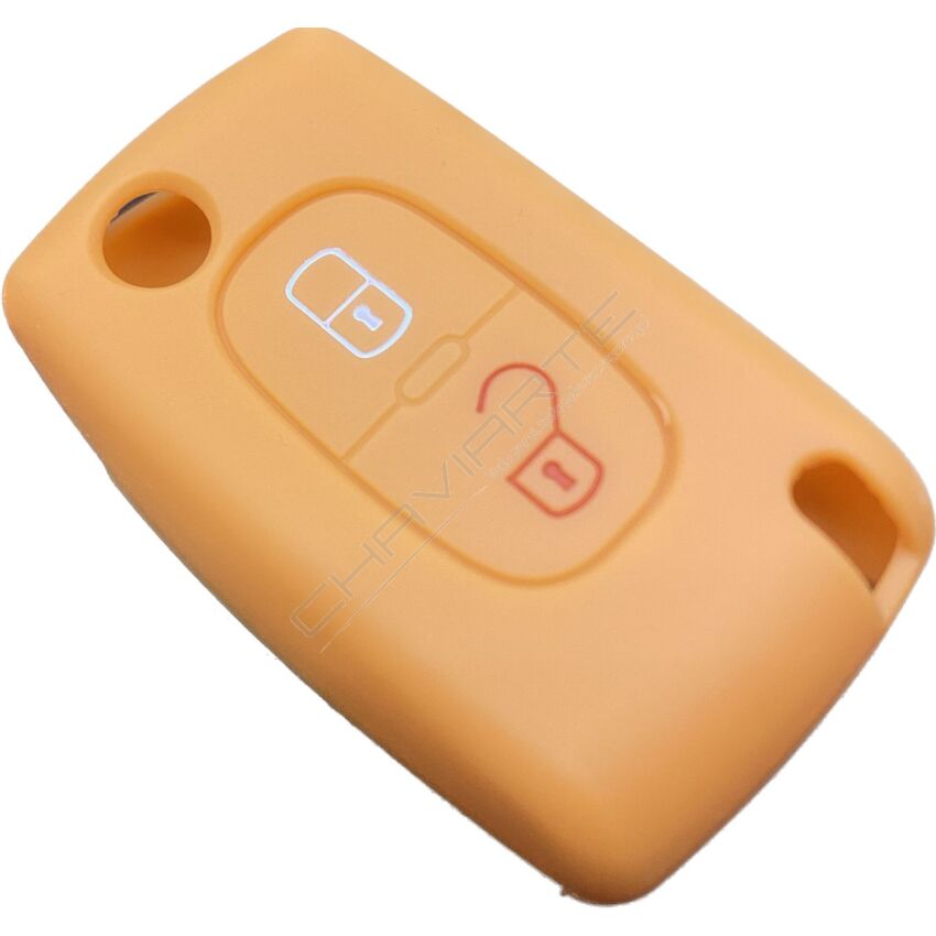 Capa silicone Citröen, flip dois botões, laranja