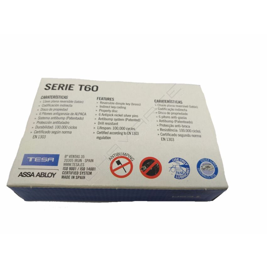 Cilindro Tesa T60 de botão 30x30mm latonado