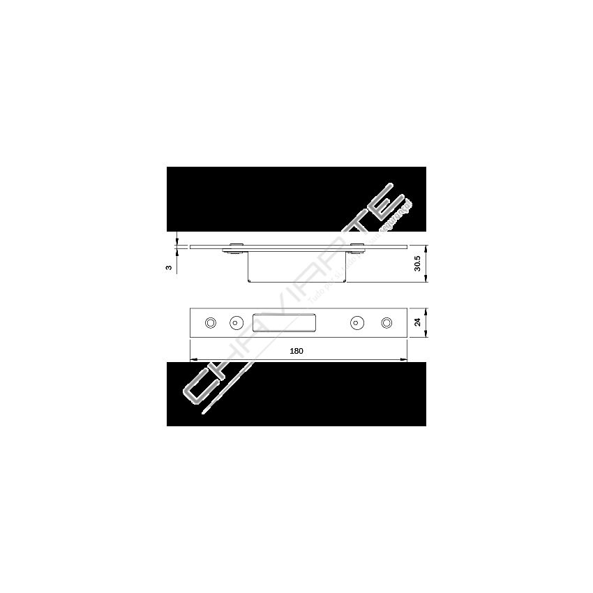 Chapa sup/inf Iseo 24/180 Para fechaduras Multiblindo Plano