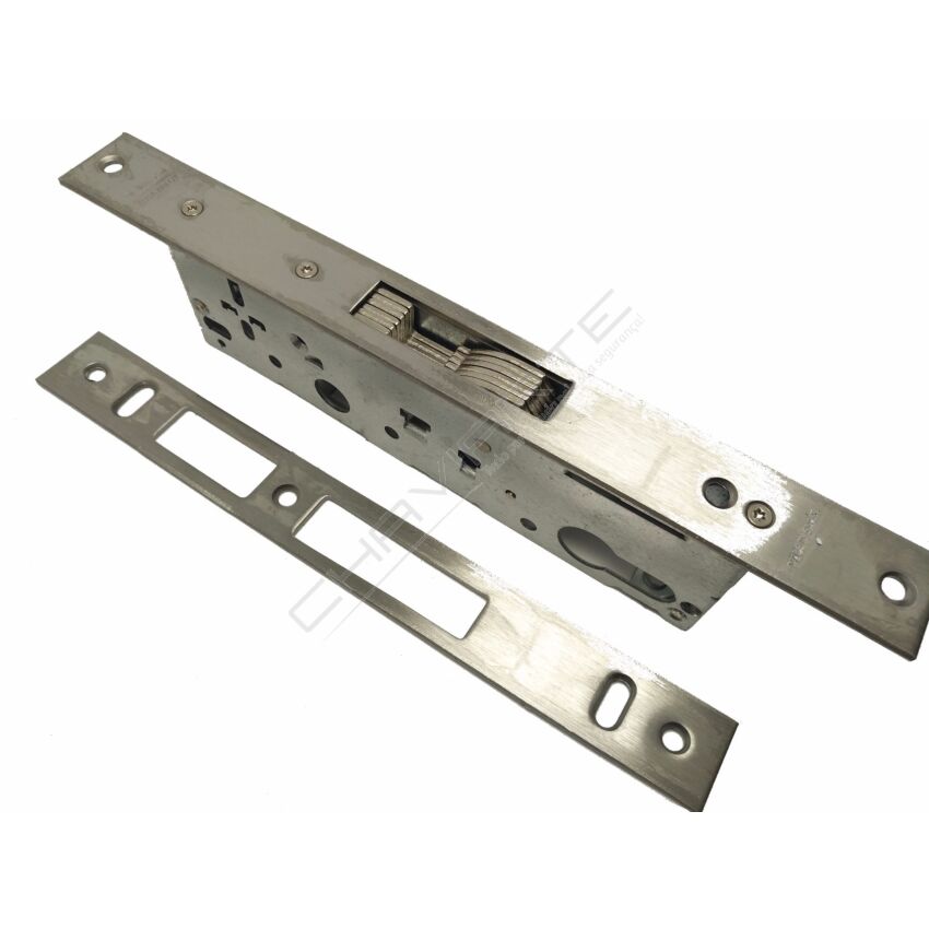Fechadura de embutir alumínio Tesa 4241 sem trinco, entrada 30mm, inox