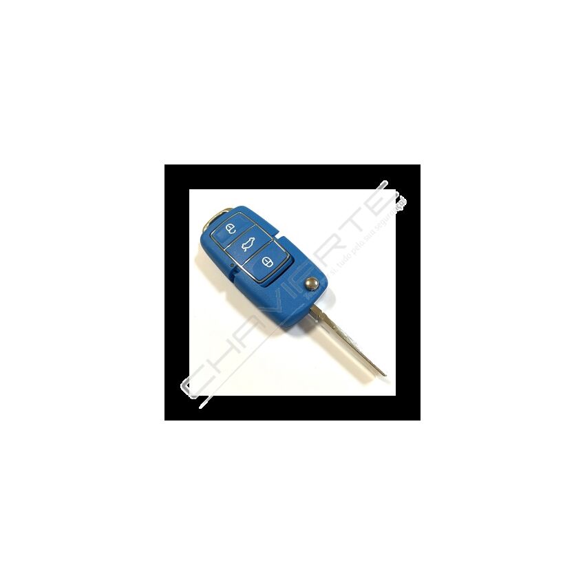 Caixa Azul Para Comando Volkswagen Flip 3 Botões