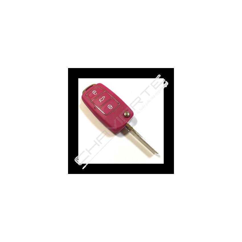 Caixa Rosa Para Comando Volkswagen Flip 3 Botões
