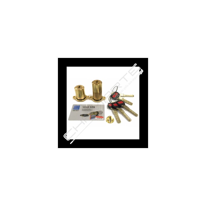 Cilindro ST8 Chaviarte ST8F3655L latonado,  para portas Fichet