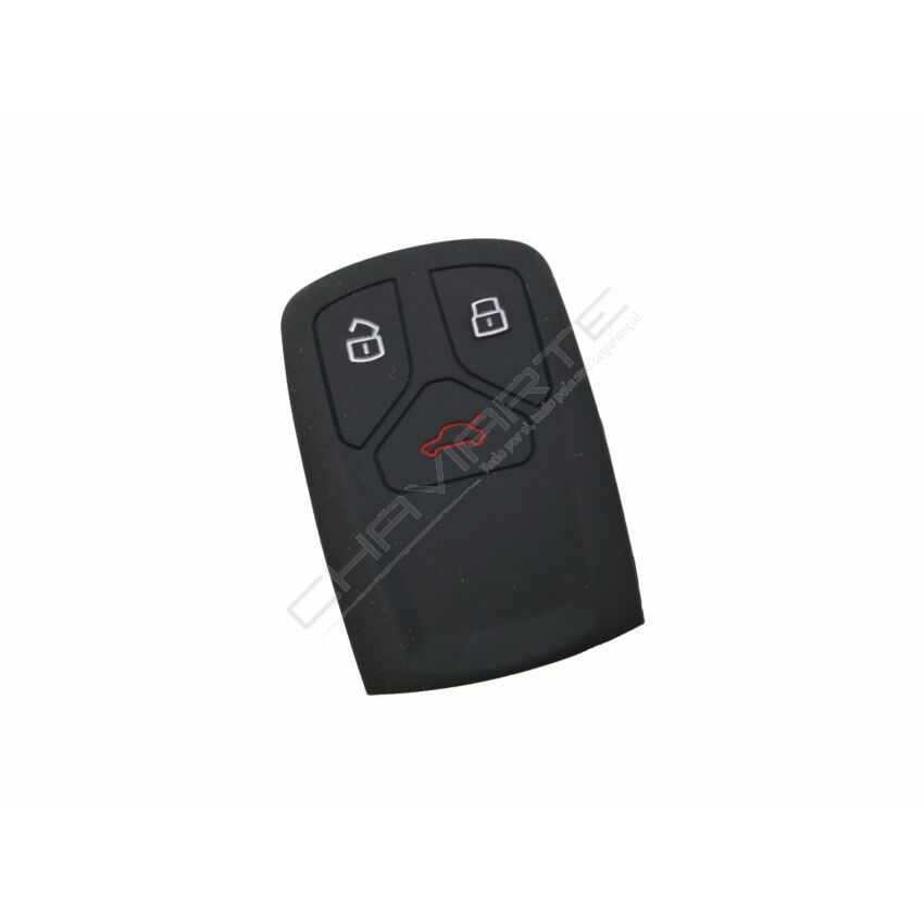 Capa silicone Audi, três botões Smart Key proximidade, negra