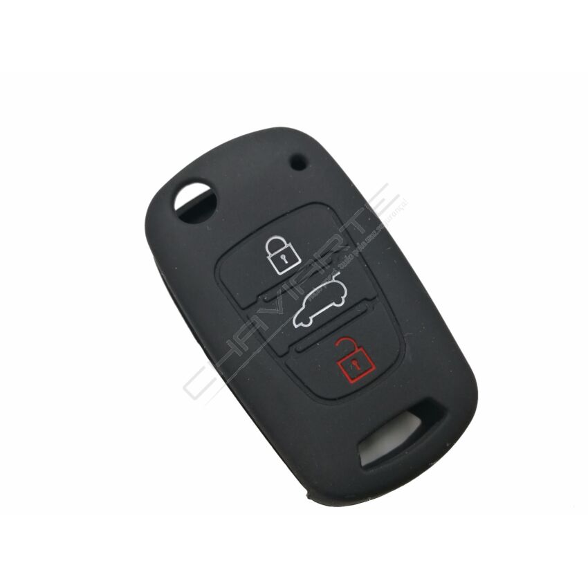 Capa silicone Kia, três botões, negra