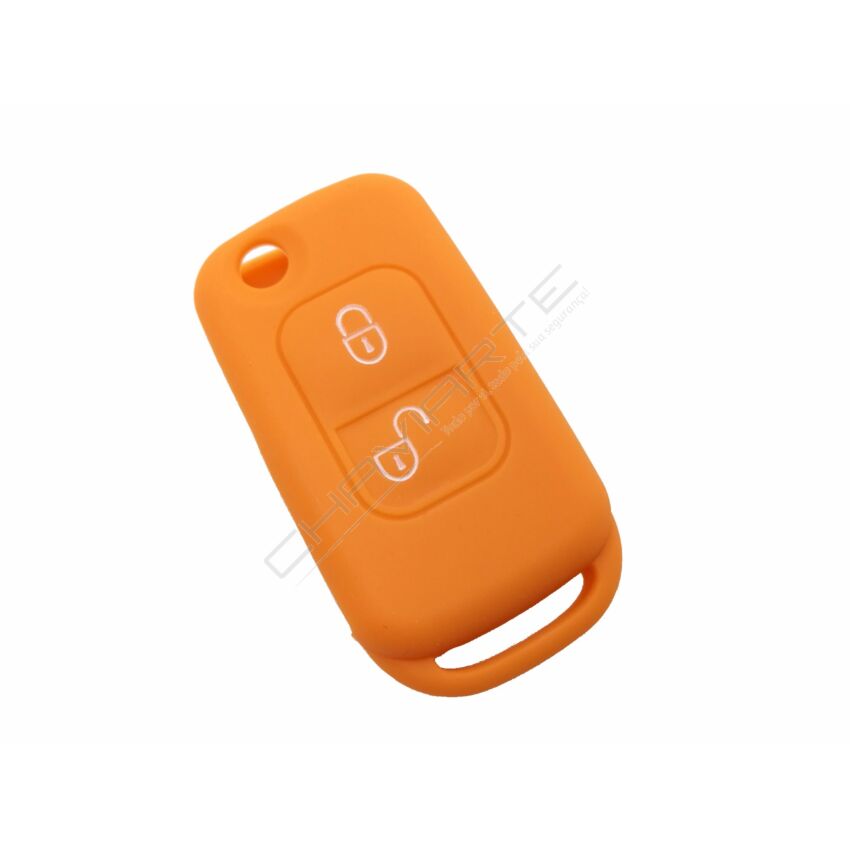 Capa silicone Mercedes, dois botões, laranja