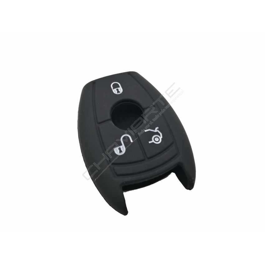 Capa silicone Mercedes, três botões, negra