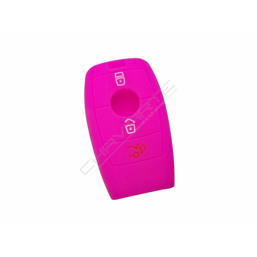 Capa silicone Mercedes, três botões, Smartkey proximidade, rosa