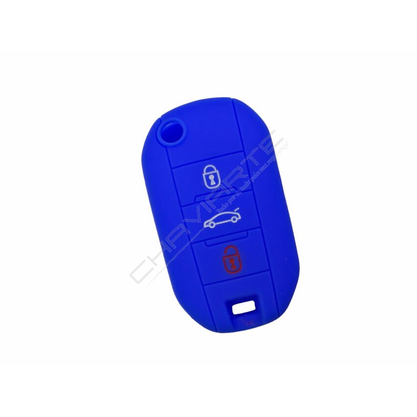 Capa silicone Peugeot, flip três botões, azul